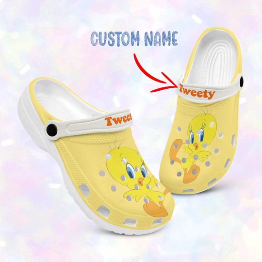 Tweety Bird Clogs, Tweety Bird Shoes, Kid Adult Slippers, Custom Sandals Slippers, Comfortable Slippers