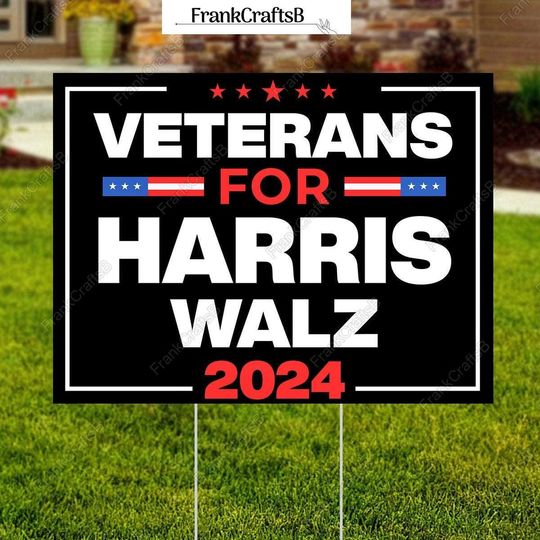 Discover Veterans For Harris Walz Yard Sign, Kamala Harris 2024 Garden Sign, Democrat Political Yard Sign, Election 2024 Sign, Vote Blue Sign