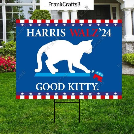 Discover Kamala Harris President Yard Sign, Harris Walz 2024 Sign, Cat Lady For Kamala Garden Sign, Democratic Party Sign, Election 2024 Sign