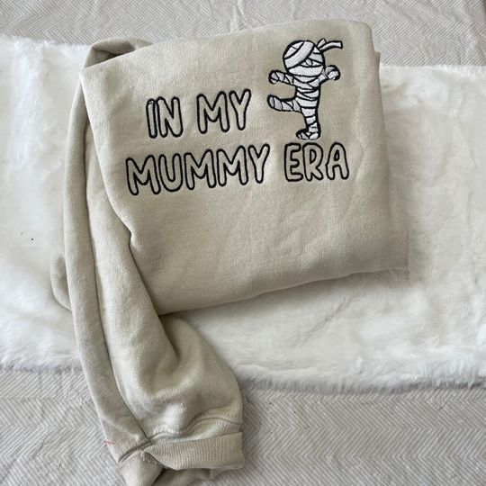 Discover In My Mummy Era Embroidered| Y2K Style Embroidered Crewneck| Sweatshirt| Halloween