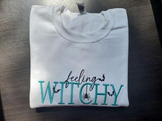 Discover Feeling Witchy Embroidered Halloween Unisex Sweatshirt