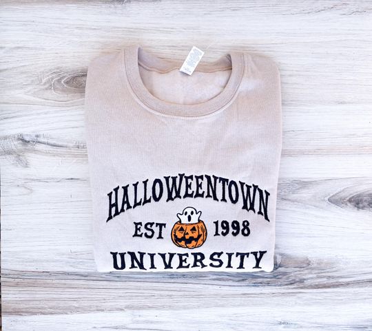 Halloweentown Sweatshirt, Spooky Embroidered Crewneck, Halloween Embroidered Sweatshirt