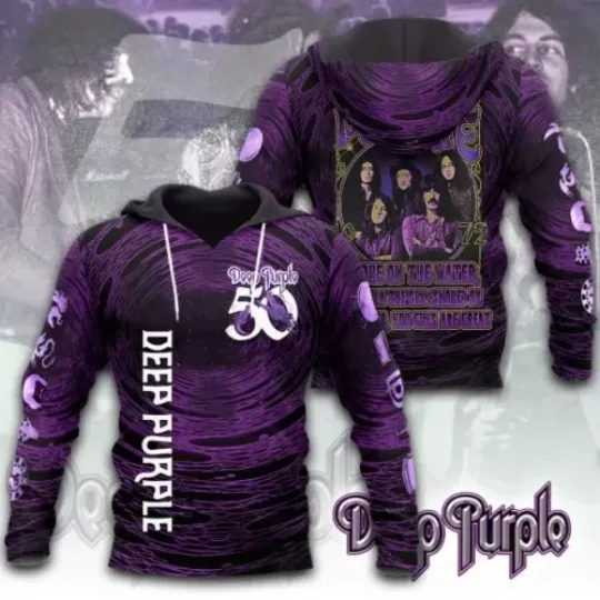 Deep Purple 3D Apparel, World Tour 2024, Rock Band 3D Hoodie For Unisex