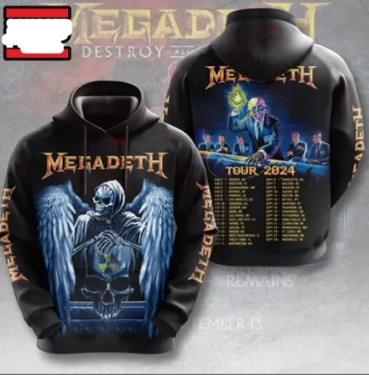 Megadeth Band Design Tour 2024 All Over Print Hoodie