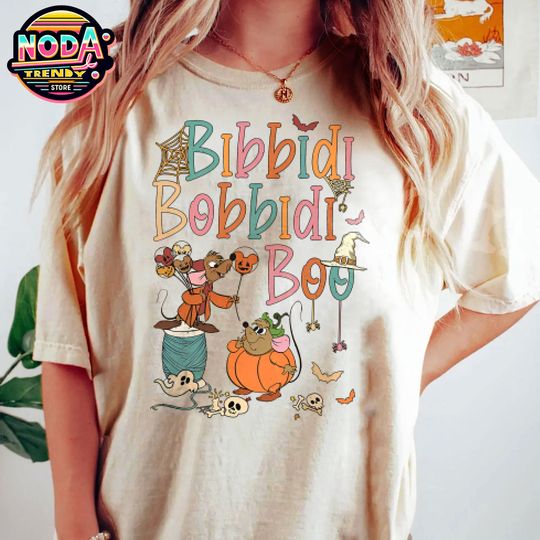 Retro Cinde Jaq And Gus Disney Halloween Shirt, Bibbidi Bobbidi Boo Halloween Tshirt
