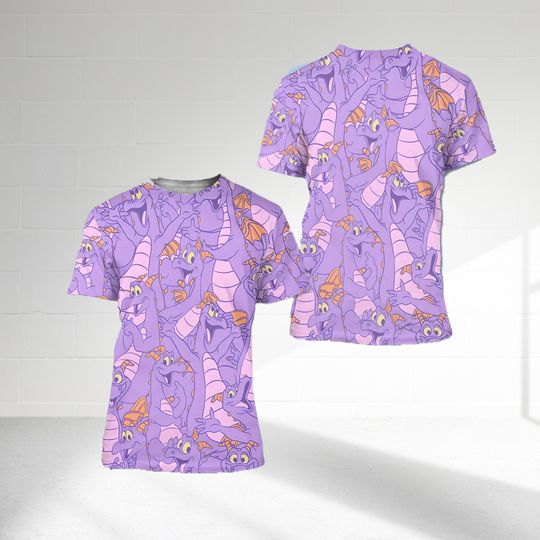 Figment Dragon Unisex 3D Shirt, Purple Dragon Epcot Theme Park Mascot All Over Print Shirt