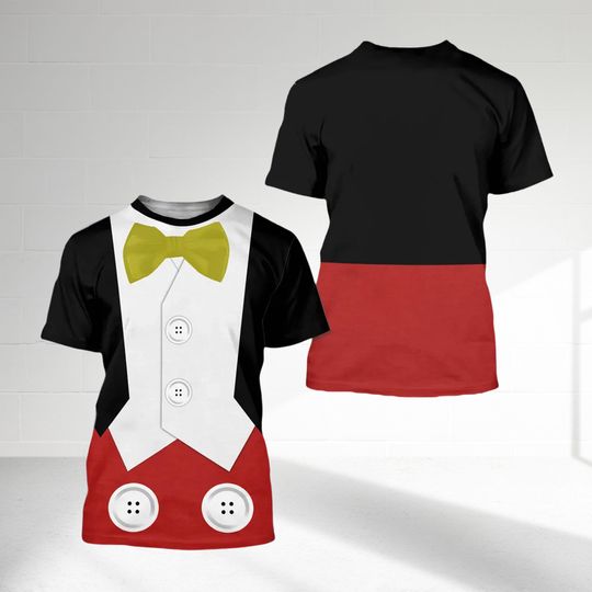 Mickey Tuxedo All Over Print Shirt, Mickey Mouse Cosplay Costume Tee