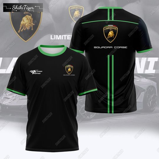 Discover Lambo Car 3D Shirt, Lambo Logo Gold Black Unisex Tee For Men