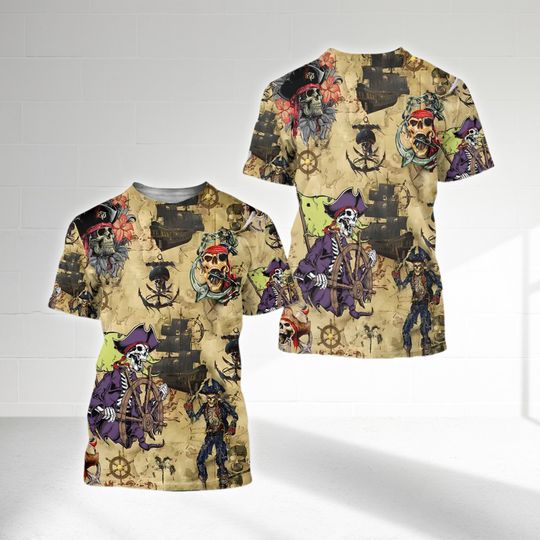Discover Skull Pirate So Scary Adult Kid T-shirt, Pirates of the Caribbean All Over Print Shirt