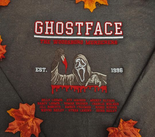 Discover Ghostface Varsity Sweater Inspired by Scream Franchise Woodsboro Murderers