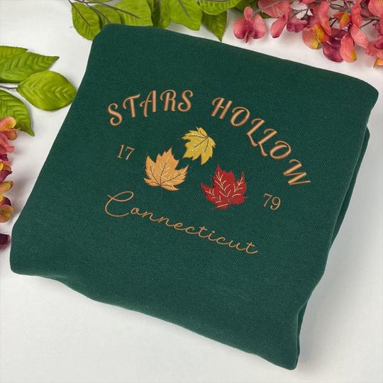 Stars Hallow Embroidered Sweatshirt, Stars Hollow Connecticut Sweatshirt