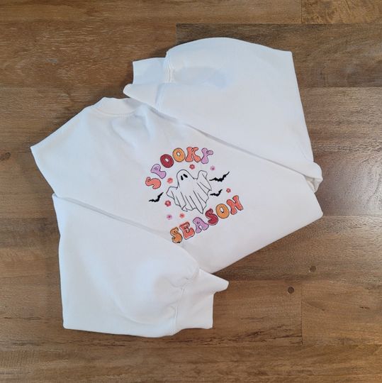 Discover Embroidered Halloween Crewneck | Pastel Retro Spooky Season