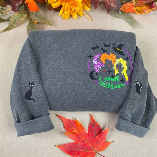 Discover Comfort Color Hocus Pocus Embroidered Unisex Sweatshirt, Hocus Pocus Halloween Shirt