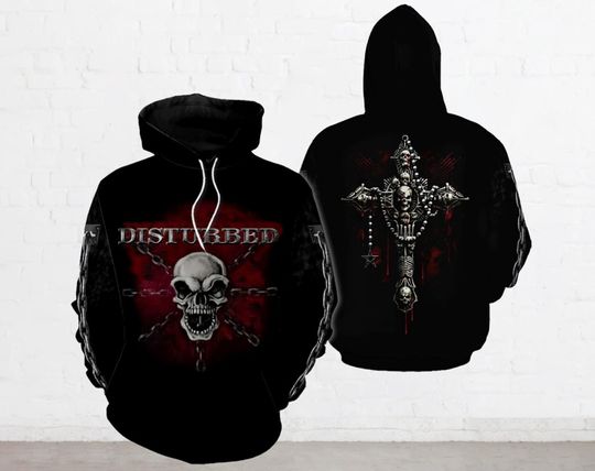 Discover Vintage Disturbed 3D Hoodie, Disturbed Rock Music 3D Hoodie, Rock Halloween 3D Hoodie