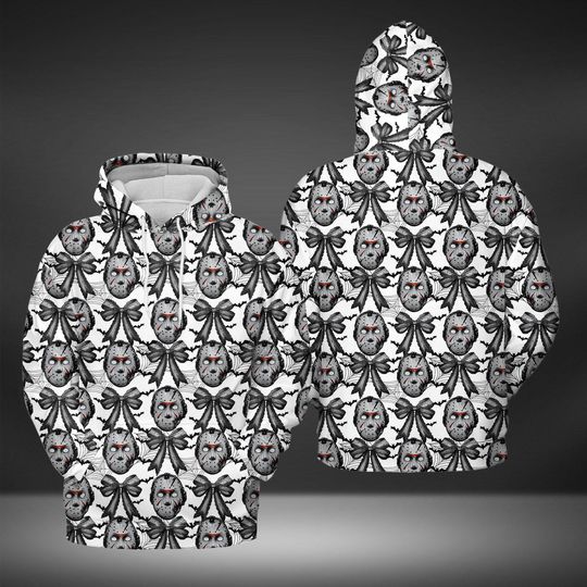Discover Coquette Bow Jason Voorhees 3D Hoodies, Halloween Hoodies