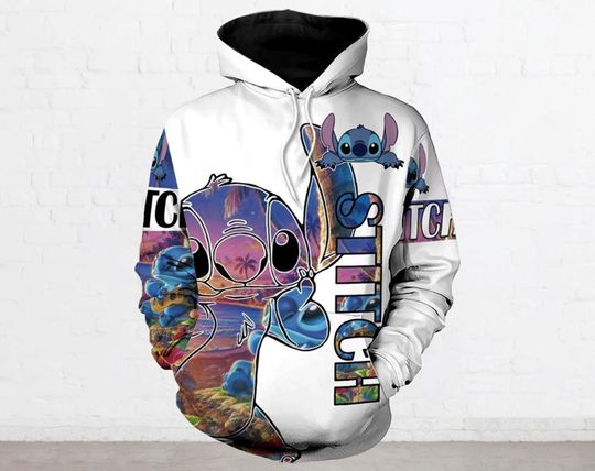 Discover Funny Stitch Disney 3D Hoodie, Cute Stitch 3D Hoodie, Stitch Halloween 3D Hoodie