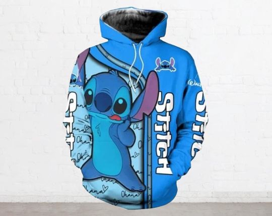 Discover Funny Stitch Disney 3D Hoodie, Cute Stitch 3D Hoodie, Stitch Halloween 3D Hoodie