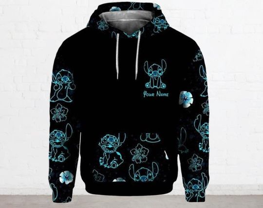 Discover Funny Stitch Disney 3D Hoodie, Cute Stitch 3D Hoodie, Stitch Halloween 3D Hoodie