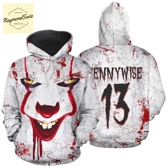 Halloween Pennywise Hoodie, Clown Horror Hoodie, Pennywise IT Hoodie