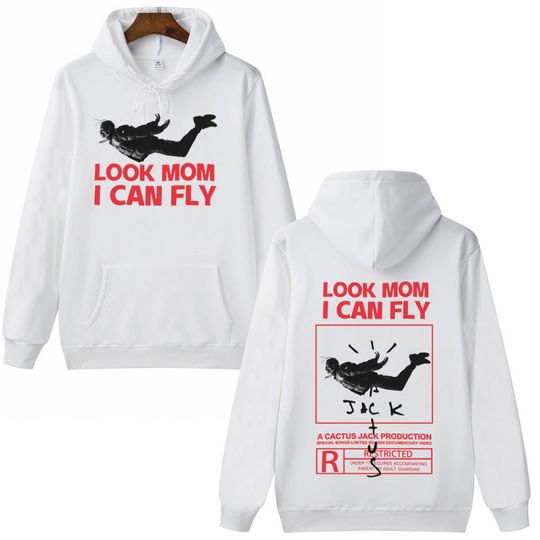 Look Mom I Can Fly Hoodie Harajuku Hip Hop Pullover Tops Sweatshirt Music Fans Gift