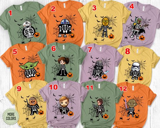 Disney Star Wars Halloween Shirt, Star Wars Skeleton Shirt, Group Characters Halloween Shirt