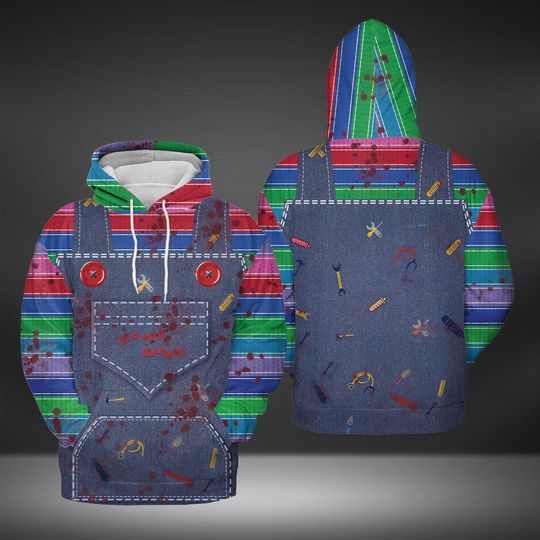 Discover Costume Chucky 3D Hoodies, Horror Movies Hoodies, Horror Halloween Hoodies