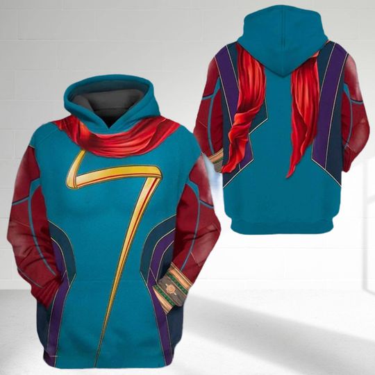 Discover Kamala Khan 3D Adult T-shirt Hoodie, Superhero Movie Cosplay Costume Hoodie
