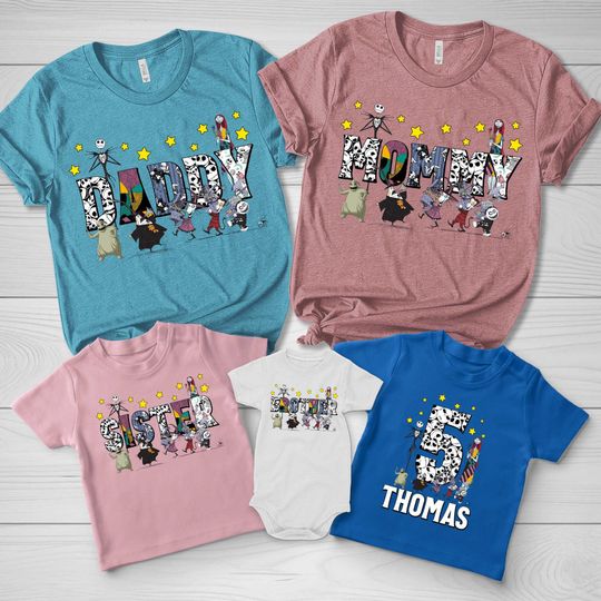 Vintage Nightmare Before Christmas Characters Group Shirt, Disney Family Matching Shirt