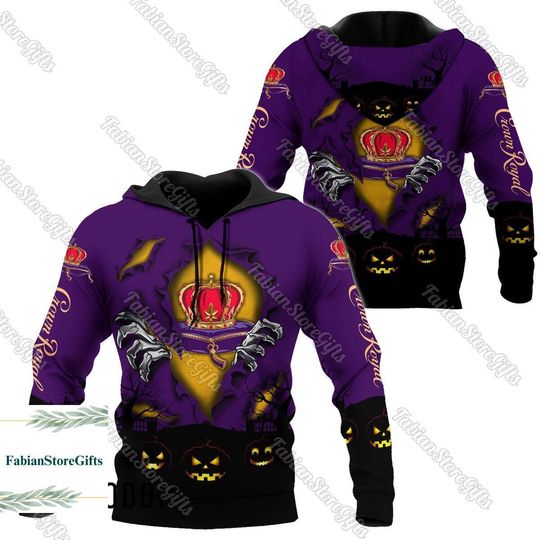 Discover Crown Royal Halloween Hoodie, Unisex 3D All Over Print Tshirt, Crown Royal Sweatshirt