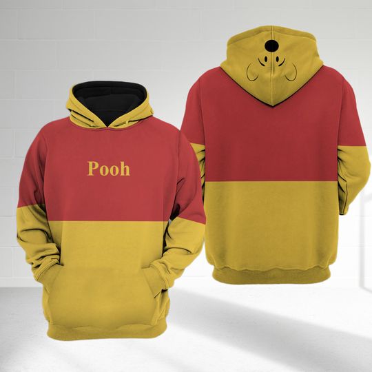 Winnie The Pooh 3D Costume Shirt, Yellow Pooh Bear Cosplay Costume Hoodie