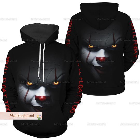 Halloween Pennywise Hoodie, Pennywise IT 3D Hoodie, Pennywise Hoodie Men