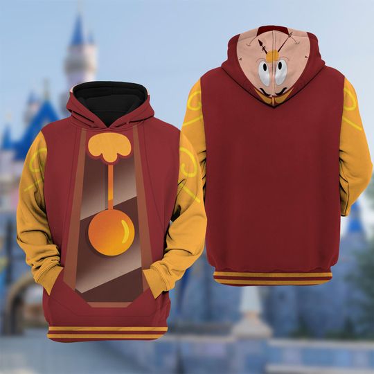 Discover Beauty And The Beast Halloween  Costume 3D Hoodie, Cogsworth Clock Summer Trip Costume