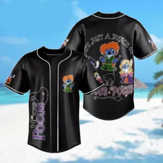 Stitch Cosplay Hocus Pocus Sanderson Sisters Halloween Baseball Jersey Shirt