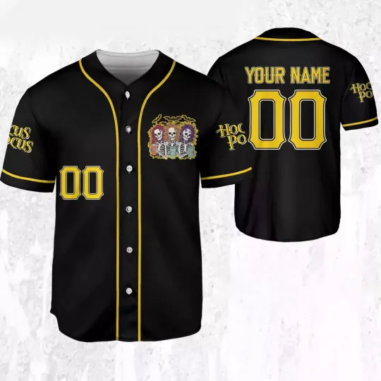 Personalized Hocus Focus Sanderson Sisters Halloween Black Baseball Jersey Shirt