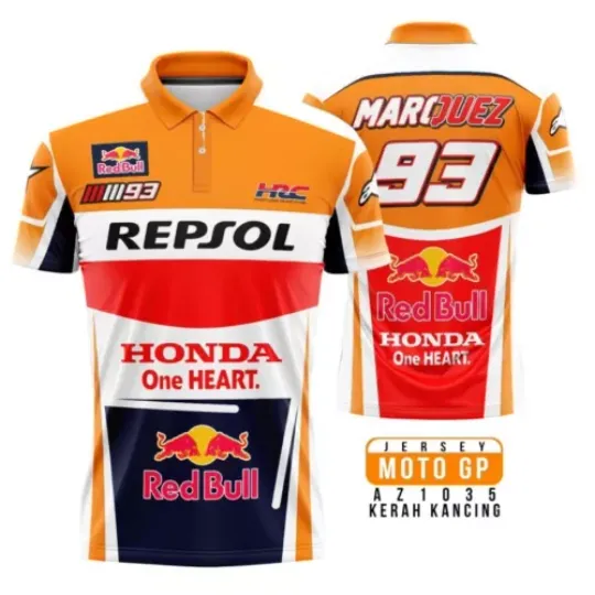 Discover Honda Redbull Logo Racing Orange Polo Shirt
