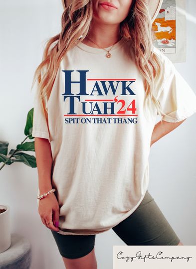 Discover Hawk Tuah Spit On That Thang 2024 Shirt Hawk Tuah 24 Funny Trendy Shirt for Women Men Viral Crewneck Tshirt