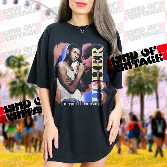 Vintage Style Usher x Kanye West 2004 "The Truth Tour" Bootleg Retro Graphic Y2K Tee