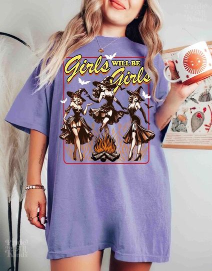 Discover Girls will be girls witch shirt | feminist halloween shirt | burn the patriarchy | halloween witch | feminist witch | funny witch shirt |