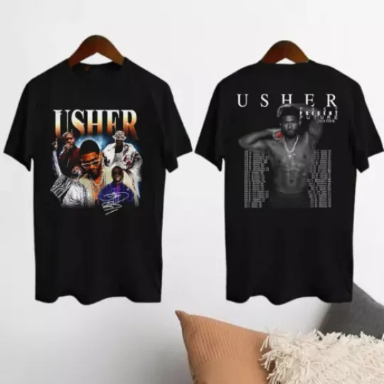 Discover Vintage Usher Concert 2024 Shirt  Past Present Future Tour Shirt  Usher Fan Gift