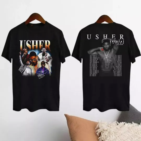 Discover Vintage Usher Concert 2024 Shirt Past Present Future Tour Shirt Usher Fan Gift