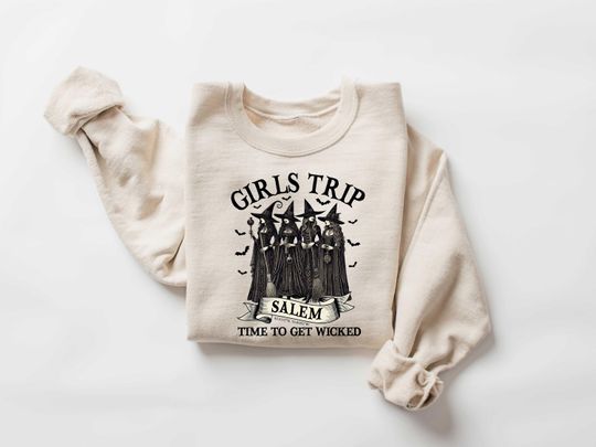 Discover Girls Trip Salem Sweatshirt, Halloween Shirt, Retro Halloween T Shirt, Halloween Witch Sweatshirt, Salem Massachusetts, Salem Witch