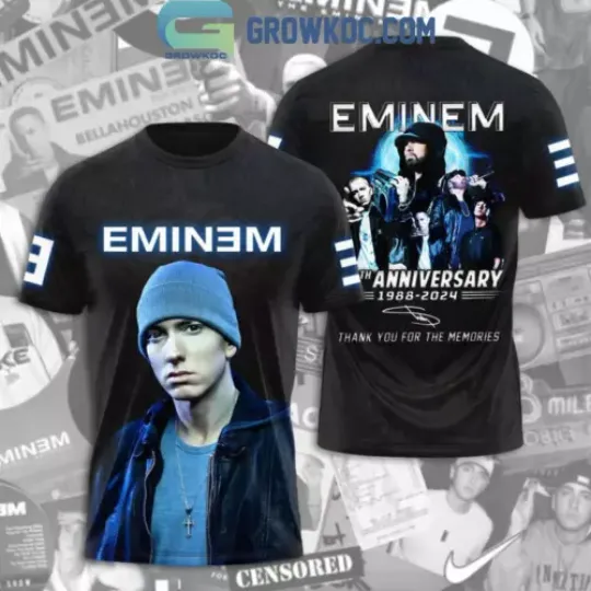 Discover Eminem 36th Anniversary 1988-2024 Thank You T-Shirt