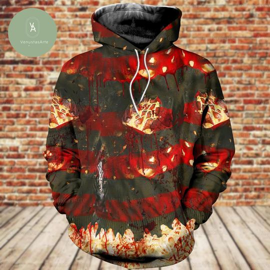 Halloween Freddy Krueger Cosplay Hoodie, Horror Movie Shirt