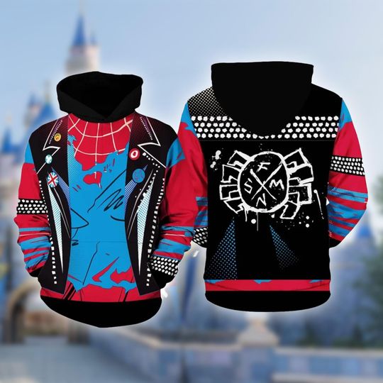 Spider Punk 3D Costume Sweatshirt, The Punk Rock Spider Cosplay Costume Hoodie