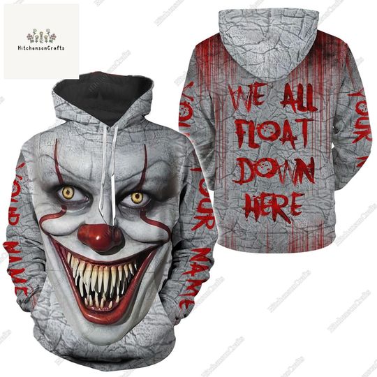 Custom Pennywise Hoodie 3D, Pennywise Unisex Hoodie, Horror Movie Hoodie