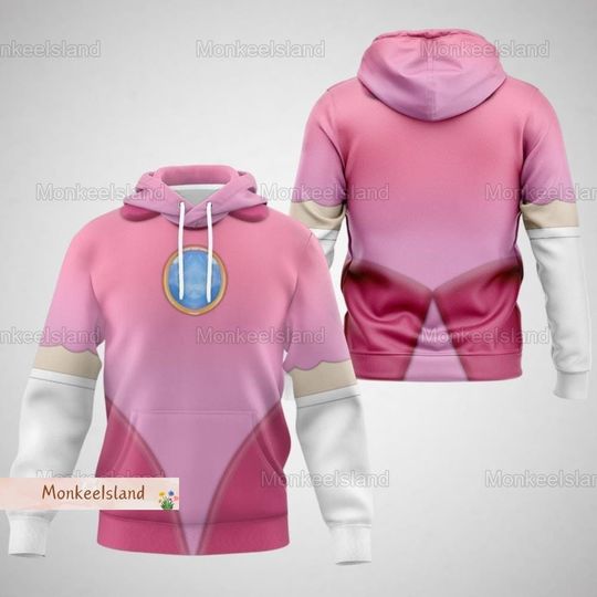 Halloween Princess Peach Costume Hoodie, Princess Peach Mario Cosplay Hoodie