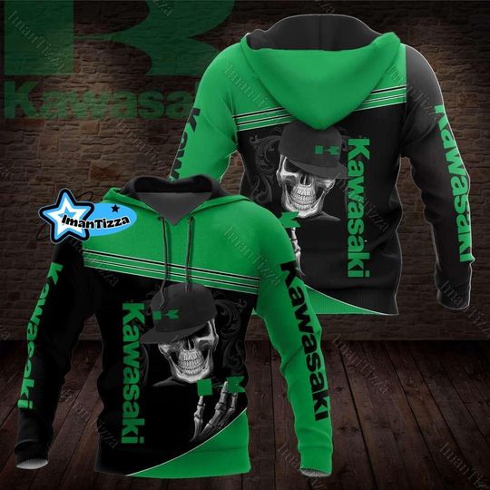 Discover Kawasaki Skull Shirt, Kawasaki Moto 3D Shirt, Kawasaki Hoodie For Men