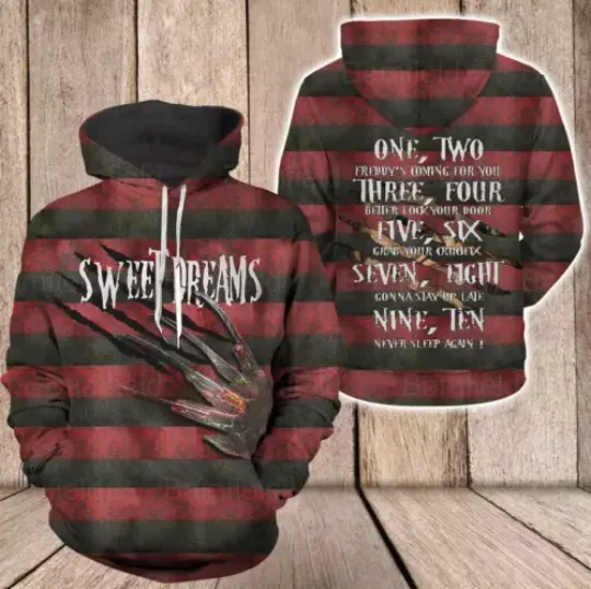 Freddy Krueger Horror Movie 3D Hoodie All Over Printed