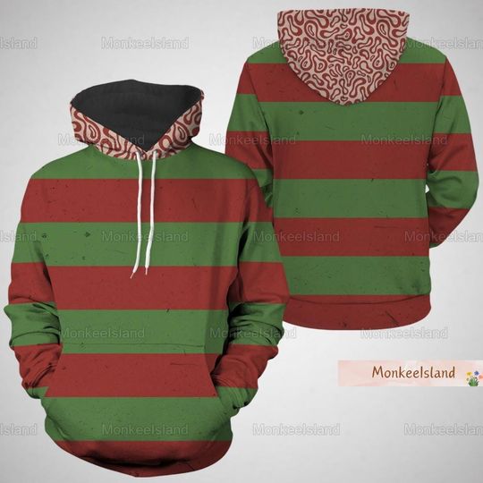 Discover Halloween Freddy Krueger Cosplay 3D Hoodie, Horror Freddy Costume Hoodie