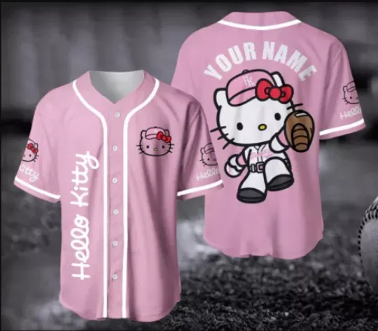 Hello Kitty Jersey Shirt, Custom Hello Kitty Baseball Jersey For Baseball Fans